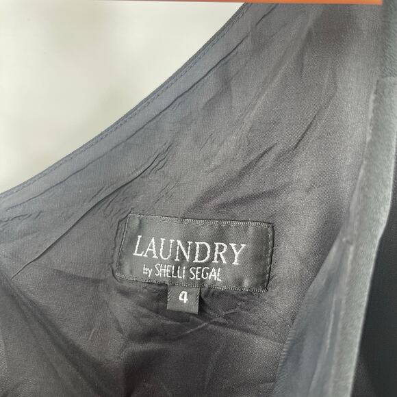 VINTAGE X LAUNDRY BY SHELLI SEGAL Dress Size 4 Mini One Shoulder Black LBD 90s - Picture 3 of 10